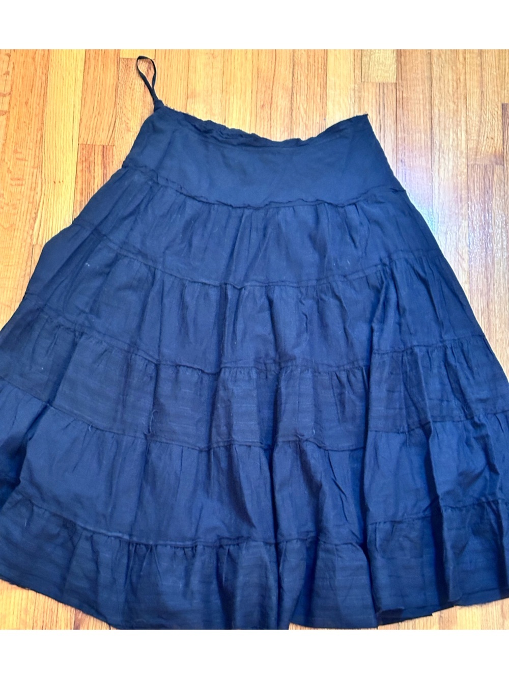 Pssst! Black Tiered Cotton Skirt - Women's Flowy A-Line (h8)